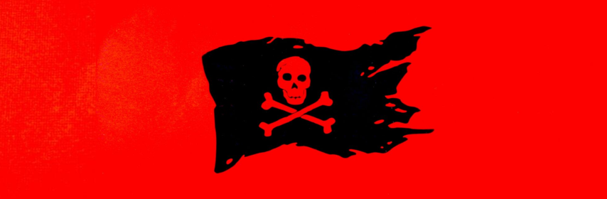 pirate flag on a red background