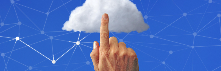 finger touching cloud