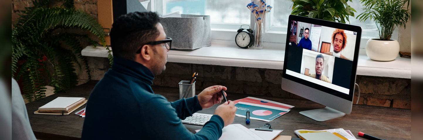 person in a virtual meeting